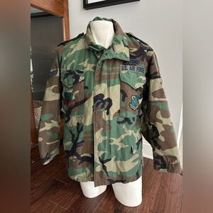Vintage 90s AIR FORCE M65 Woodland Camo Cold Weather Field Jacket